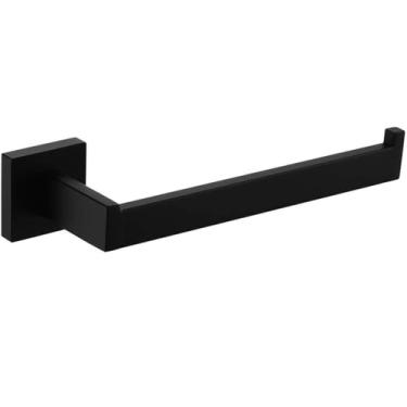 Imagem de Conjunto de ferragens para banheiro preto - Toalheiro de parede, ganchos para roupão, suporte para papel higiênico - Aço inoxidável, anel de toalha preto