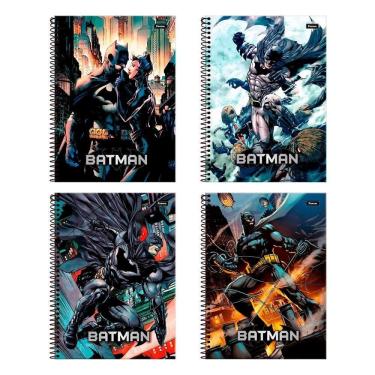Imagem de Caderno Espiral Foroni Universitário Capa Dura Batman 15 Matérias 240 Folhas - Embalagem com 2 Unidades