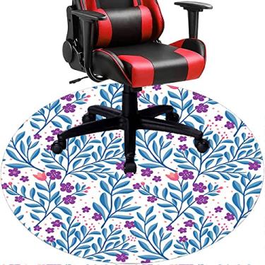 Imagem de Tapete de cadeira de escritório com flores, textura de flor, tapete de cadeira de mesa para piso de madeira de escritório doméstico, protetor de piso de pilha baixa multiuso, redondo, 99 cm