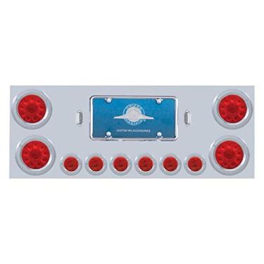 Imagem de United Pacific Painel de luz traseira 34664, aço inoxidável, centro traseiro, com 4 x 10 luzes de LED 10.2 cm e 6X 9 luzes LED de 5.1 cm, LED vermelho e lente