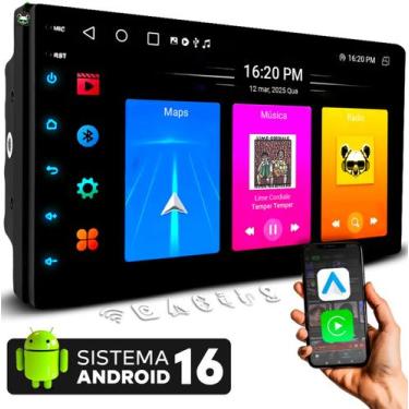 Imagem de Multimídia Android 16 7pol Quadcore Ips 2 Din 2Gb Android Auto Carplay