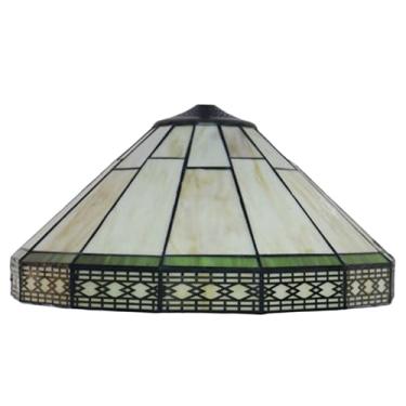 Imagem de errzom Abajur Tiffany De 16" Largura, Acessórios Reposição Apenas, Vitral Amarelo, Estilo Missão, Para Mesa, Luminária Pendente Chão