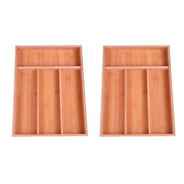 Imagem de Organizador Gaveta Porta Talheres Bambu 4 Divisórias Antibacteriano Antiodor(2 unidades)