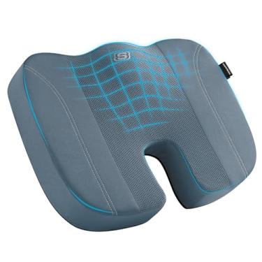 Imagem de Skechers Conjunto de almofadas de assento e encosto para cadeira, almofadas de móveis internos (azul)