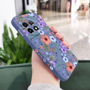 Imagem de Capa de celular com estampa de flores para OnePlus 11, 11R, 10, 10R, 10T, 9R, 9RT, 9, 8T, 8, 7, 7T Pro 5G, capa de silicone líquido, azul claro, para OnePlus 8