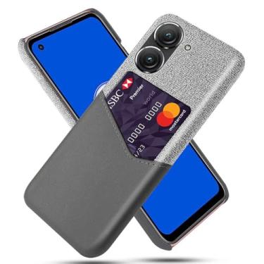 Imagem de Capa para Asus Zenfone 9,Tela e tampa de couro PU,Antideslizante,360°cobertura completa à prova de choque com 1 slot de cartão atrás,Prevenção de queda-Gray