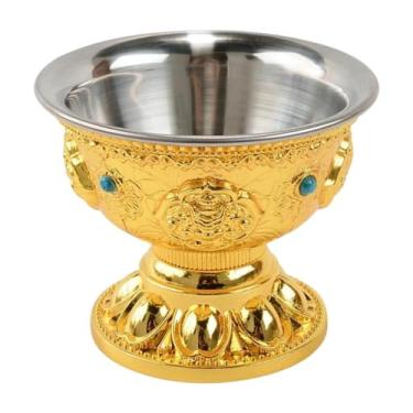 Imagem de predolo Tigela de oferenda de água budista tibetana, copo de adoração, recipiente de arte de ritual, utensílios de alar budistas, copo de água