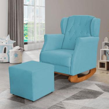 Imagem de Poltrona Amamentação Balanço Descanso Helena Com Puff Suede