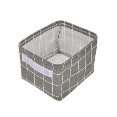 Imagem de Cesto para Organização Quadriculado feito em Linho 20,5 x 16 x 14cm Do