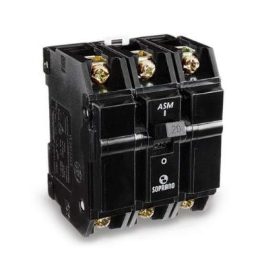 Imagem de Disjuntor Preto 3 x 30A Soprano Padrão NEMA Fixação Trilho DIN 35mm Te