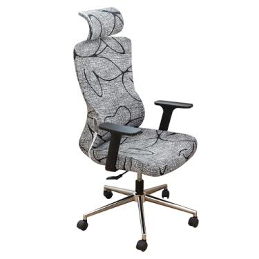 Imagem de EVOLLER Conjunto de capas ergonômicas para cadeira de escritório com capa de encosto de cabeça impressa, 2 peças, capas elásticas para cadeira de escritório para computador e encosto de cabeça