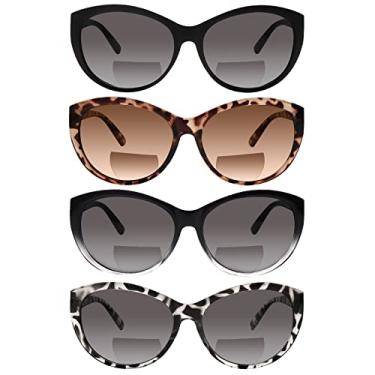 Imagem de VIDEBLA Pacote Com 4 Óculos De Sol Bifocais Para Leitura, Masculino E Feminino, Lentes Olho Gato, Vintage, Fashion, Proteção Solar Uv400, Áreas Externas (4 Mistos, 1,75, Multiplicador_X)