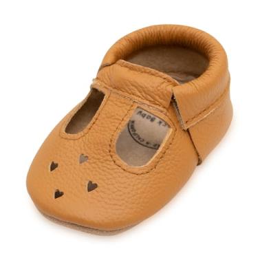 Imagem de Mocassins Baby Mary Jane da BirdRock – Sapatos para bebês recém-nascidos, bebês e crianças de couro legítimo, Gingersnap, 3 Infant