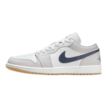 Imagem de Tênis masculino Air Jordan 1 Low (553558-146, branco/cinza neutro/marrom médio/azul marinho), Branco/Azul-marinho, 8