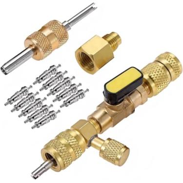 Imagem de Ferramenta de instalação profissional de desmontagem de núcleo de válvula de tamanho duplo, desmontagem do núcleo da válvula HVAC de tamanho duplo de 1/4 "e 5/40.6 cm, manutenção adequada para R22 R32