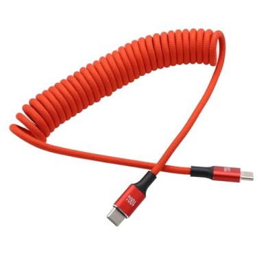 Imagem de HangTon Cabo USB-C CarPlay, carregamento rápido 5/10/20V 100w, espiral trançado para iPhone 15 16, Galaxy S24 S23, Pixel 8, ThinkPad X1, iPad, Dell, MacBook Pro, laptop