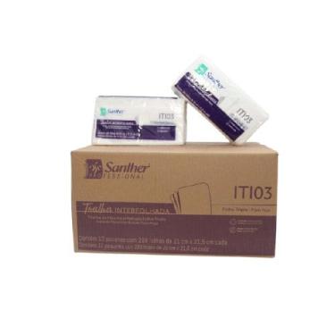 Imagem de Papel Toalha Interfolhado Branco Folha Tripla Santher Caixa C/12 Pacot