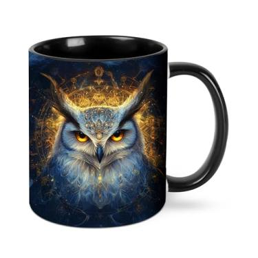 Imagem de Yrebyou Caneca de café de coruja caneca de chá engraçada canecas de cerâmica 325 ml com alça presentes para mulheres e homens, decoração de escritório em casa