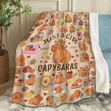 Imagem de Cobertor de presente Capybara 101,6 cm x 127 cm, manta infantil para sala de jogos - Just a Girl Who Loves Capybaras, cobertor de flanela macia para meninos e meninas, aniversário, manta de lã macia