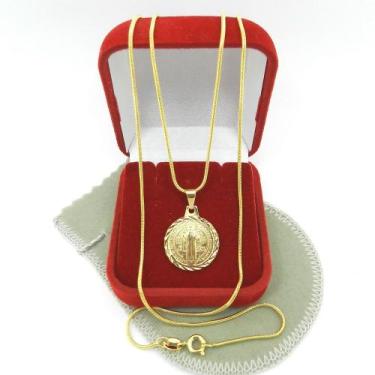 Imagem de Corrente Feminina 45/50cm 1mm São Bento Folheado Ouro Cr212 - WNBIJOUT
