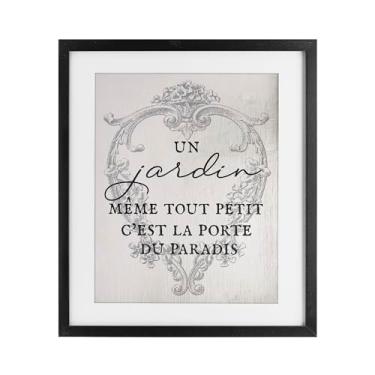 Imagem de Stupell Industries Frase francesa com borda vintage impressão emoldurada preta sob vidro design de Lil' Rue, 40,6 x 33,5 cm