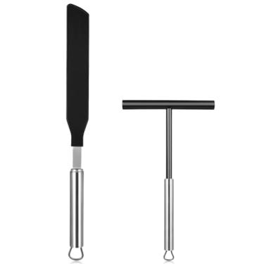 Imagem de Conjunto de espátulas e espátulas: Espátulas de Crepe de Aço Inoxidável e Creme de Bolo, Kit de Espátula de Crepe em Forma de T Ferramenta de Espalhar para Padaria