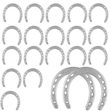 Imagem de TAICHEUT Pacote com 20 decorações de parede em ferradura, sapatos de cavalo de ferro fundido com 5 furos, perfeitos para decorações de casamento, festa de cowboy, tema ocidental