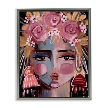 Imagem de Stupell Industries Modern Diva Retrato Feminino Cinza Emoldurado Tela Flutuante Design de Arte de Parede por Anna Lischenko, 21 x 17