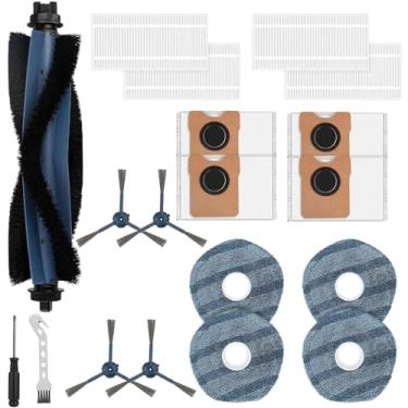 Imagem de Kit de substituição de acessórios para aspirador robótico Eufy Omni C20 e limpador de esfregão, 1 escova principal, 4 escovas laterais, 4 filtros Hepa, 4 sacos de poeira, 4 panos de esfregão, 1