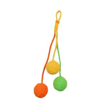 Imagem de Baoblaze Bola de sisal para gatos, bola de corda para proteção do sofá e do chão, exercício divertido, brinquedo interativo para pendurar para gatinhos, Amarelo Laranja Verde