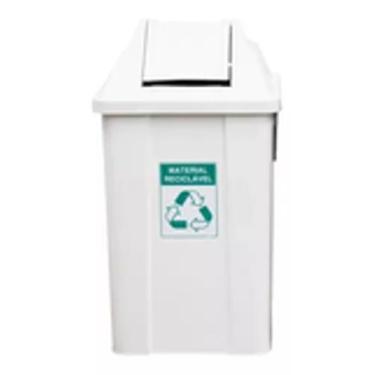 Imagem de Lixeira 100litros Tampa Basculante Cores Coleta Seletiva Jsn, Branco