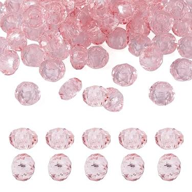 Imagem de Spritewelry 100 peças de contas de vidro rosa com furo grande contas europeias de 14 mm facetado contas de cristal Rondelle para artesanato DIY pulseira colar brinco