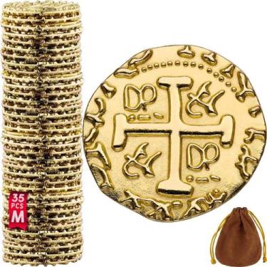 Imagem de Conjunto de moedas Metal Pirate Coins Leib Games 35 Gold Treasure