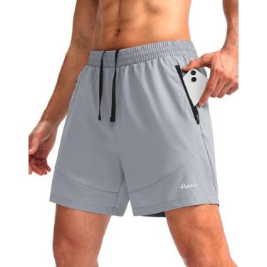 Imagem de Shorts de corrida Pudolla para homens, treino atlético com bolsos
