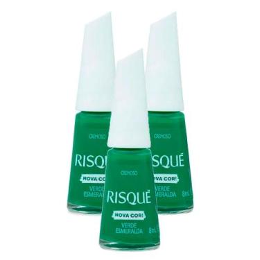 Imagem de Kit 3 Esmalte Risqué Cremoso Nova Cor Verde Esmeralda 8ml