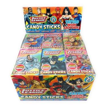 Imagem de Pacotes incríveis de lanches Candy Sticks Justice League, 30 pacotes -