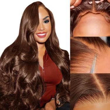 Imagem de Peruca SFD Chocolate Brown Human Hair 28", pré-arrancada, 200% de dens