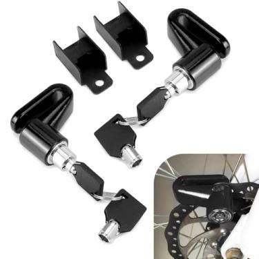 Imagem de MOXRUQ 2 peças de trava de freio a disco de motocicleta, trava de bicicleta resistente com chaves, trava de disco de roda de segurança antifurto, universal para motocicletas e scooter (preto)