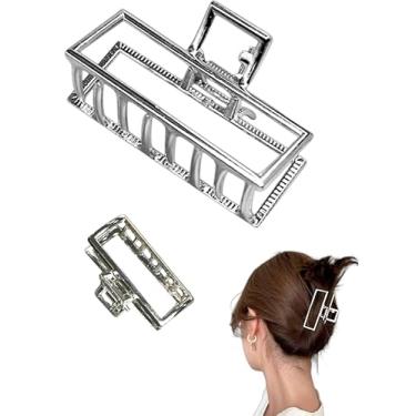 Imagem de Kit 2x Piranha Prendedor De Cabelo Quadrada Piranha Metal Presilha Metal Prata Luxo Vintage Feminina Elegante Mulheres Menina