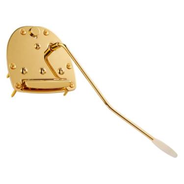 Imagem de KAISH Conjunto Tremolo para guitarra elétrica Tremolo Bridge Vibrato Tailpiece com braço Tremolo para Jaguar/Jazzmaster com botão de bloqueio dourado