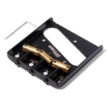 Imagem de Wilkinson WOT01 2-1/8 polegadas (54 mm) Vintage Telecaster Guitar Bridge Brass 3-Saddles Ponte fixa para guitarra elétrica estilo TL (WOT01 Preto)