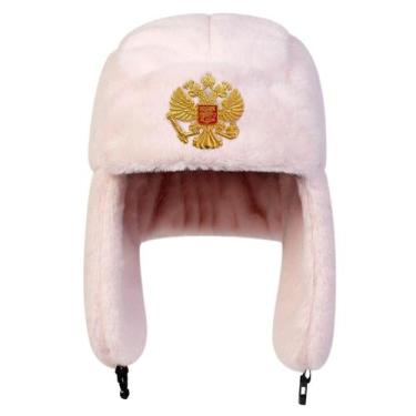 Imagem de Chapéu Bomber Unissex de Inverno com Aba e Design de Águia, Rosa
