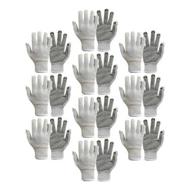 Imagem de 2X Kit 12 Prs Luva Algodão Malha Pigmentada Tricotada Pano E