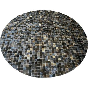 Imagem de Tapete De Couro Redondo Marrom Café 2,00 Diâmetro Sb Pç 5X5