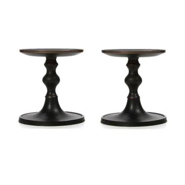 Imagem de Hosley Castiçal decorativo de metal de alumínio, bronze antigo, conjunto de 2 para velas ou exibição, 12,7 cm de altura - ideal para casamentos, festas, eventos, decoração de casa, presentes, elegante