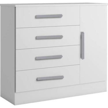 Imagem de Cômoda para quarto 4 gavetas com sapateira - Zeus-Branco - Bianchi Móveis