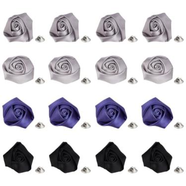 Imagem de AHANDMAKER 16 peças broche de flor de pano rosa para homens tecido macio lapela flor broche de flor para casamento, noivo, ternos, Ação de Graças, Natal, decoração formal