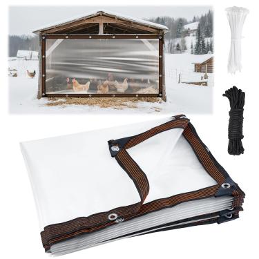 Imagem de NNG Capa de galinheiro à prova d'água de 1,2 x 2,4 m para o inverno, lona antirasgo com corda e abraçadeira, isolamento de galinheiro à prova de vento, capa de inverno para gaiola de aves de capoeira