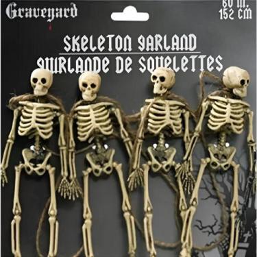 Imagem de Varal De Esqueleto 15cm C/ 4 Pçs Com Cordão Decoração Halloween Festas