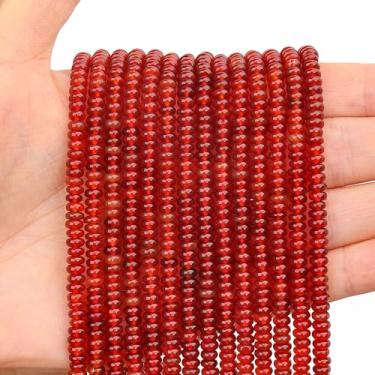 Imagem de BONNY BOXX 1 fio (150 peças) natural 2 * contas de cornalina Rondelle de 4 mm, contas de pedra de disco de ábaco natural, pedra preciosa espaçadora solta para pulseira DIY, colar, fabricação de joias